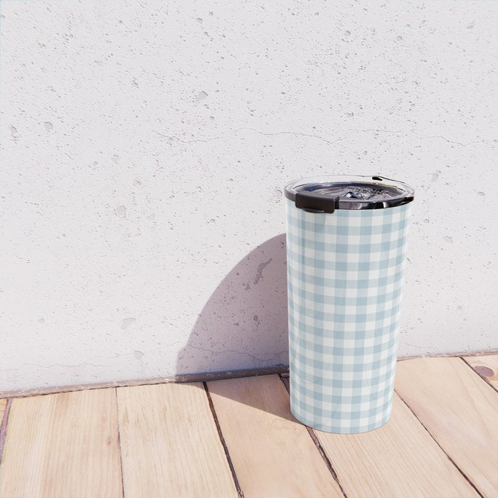 Baby Blue Gingham Check Travel Mug Gallery Image 4