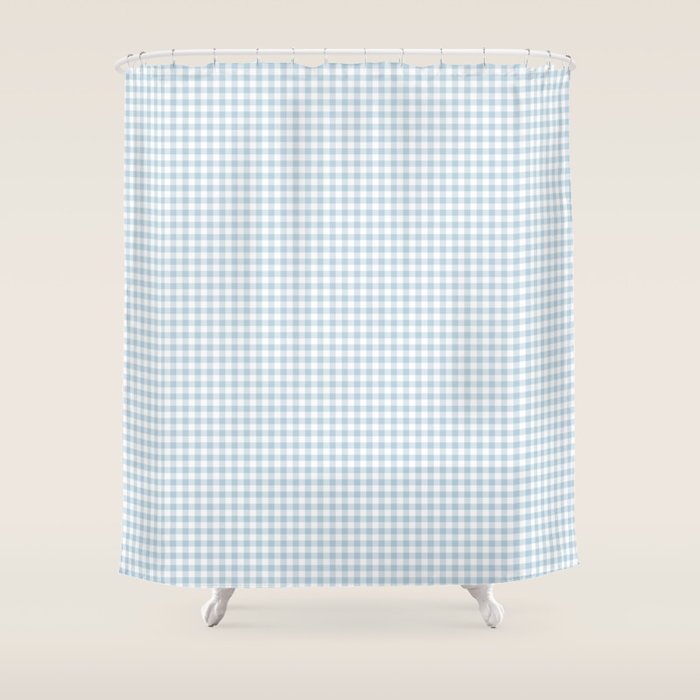 Baby Blue Gingham Check Shower Curtain Gallery Image 1