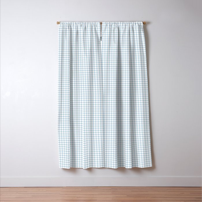 Baby Blue Gingham Check Window Curtain Gallery Image 3