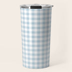 Baby Blue Gingham Check Travel Mug Gallery Image 1