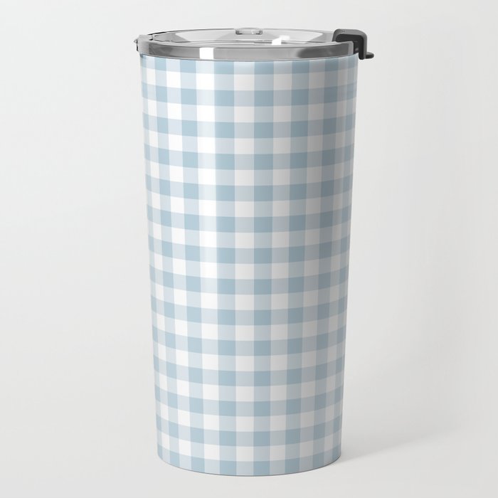 Baby Blue Gingham Check Travel Mug Gallery Image 2