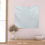 Baby Blue Gingham Check Wall Tapestry Gallery Image 2