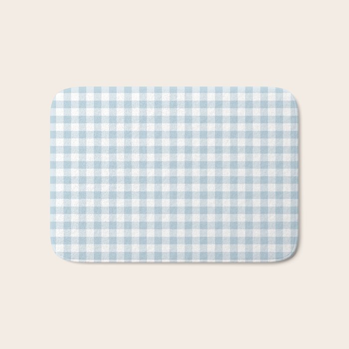 Baby Blue Gingham Check Bath Mat Gallery Image 1