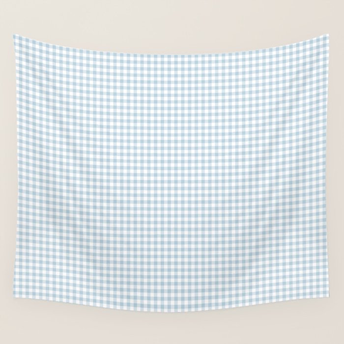 Baby Blue Gingham Check Wall Tapestry Gallery Image 4