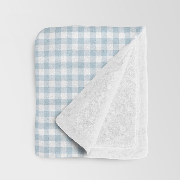Baby Blue Gingham Check Throw Blanket Gallery Image 3