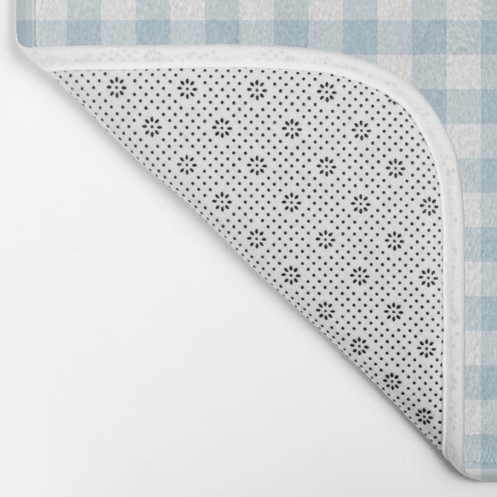 Baby Blue Gingham Check Bath Mat Gallery Image 2