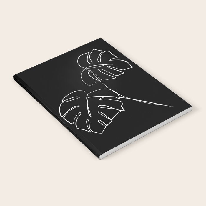 Monstera minimal - black Notebook Gallery Image 2