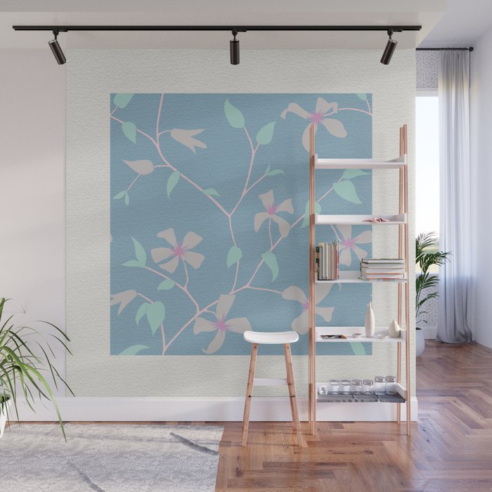Floral Clematis Vine - Cool Summer Wall Mural Gallery Image 1