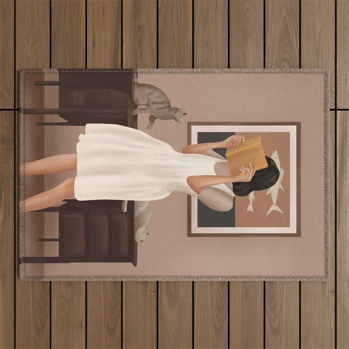Losing Myself in a Book Outdoor Rug Gallery Image 1