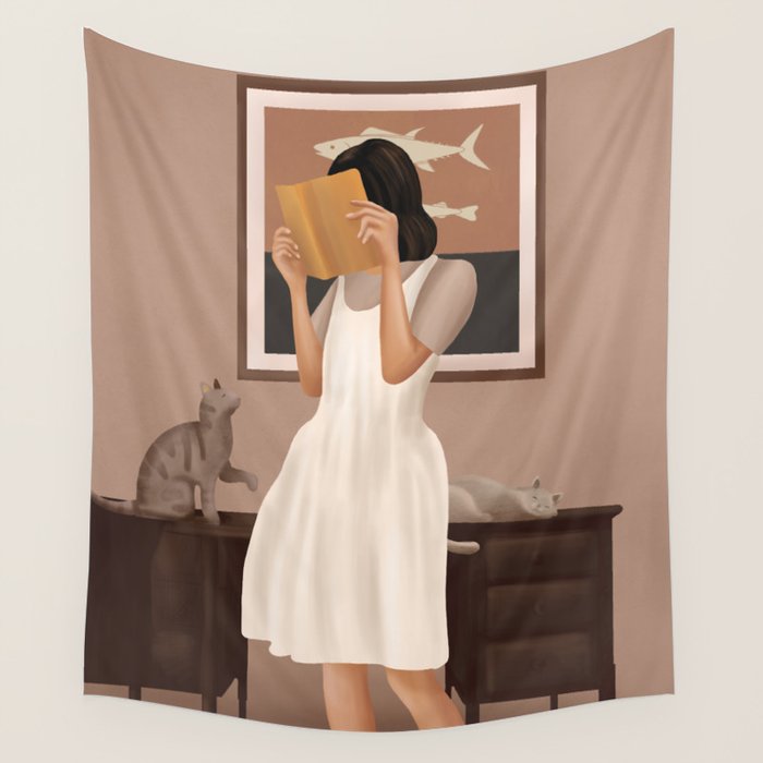 Losing Myself in a Book Wall Tapestry Gallery Image 1