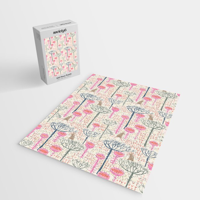 Block print scandinavian meadow Jigsaw Puzzle Gallery Image 2