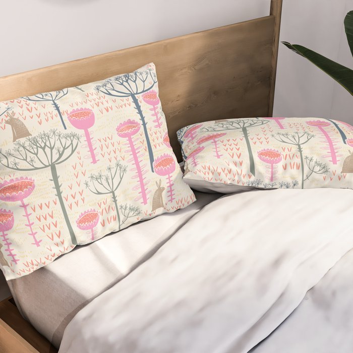 Block print scandinavian meadow Pillow Sham Gallery Image 2