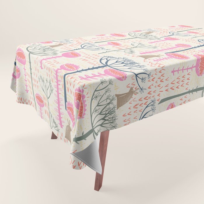 Block print scandinavian meadow Tablecloth Gallery Image 1