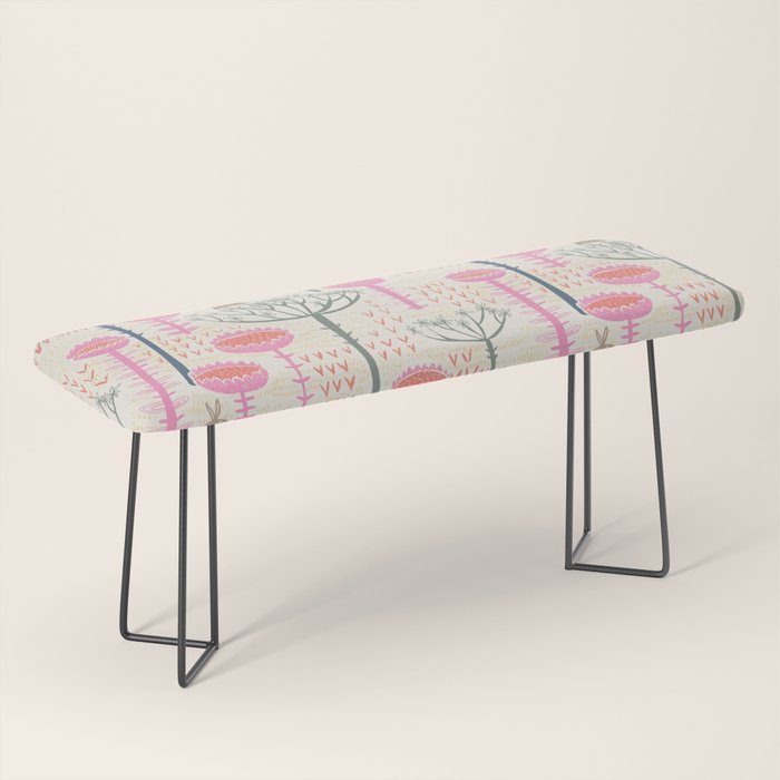 Block print scandinavian meadow Bench Gallery Image 1