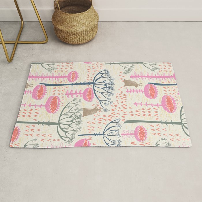 Block print scandinavian meadow Rug Gallery Image 1