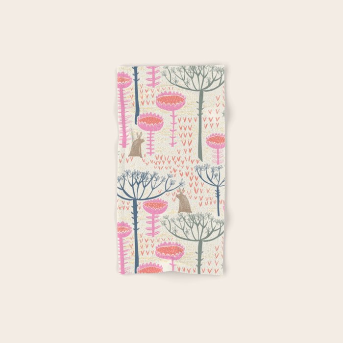 Block print scandinavian meadow Bath Towel Gallery Image 1
