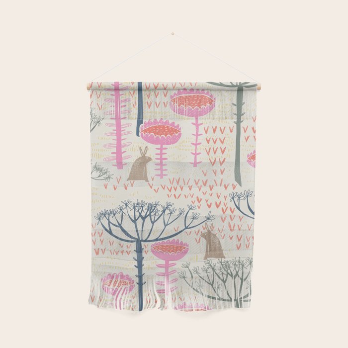Block print scandinavian meadow Wall Hanging Gallery Image 1