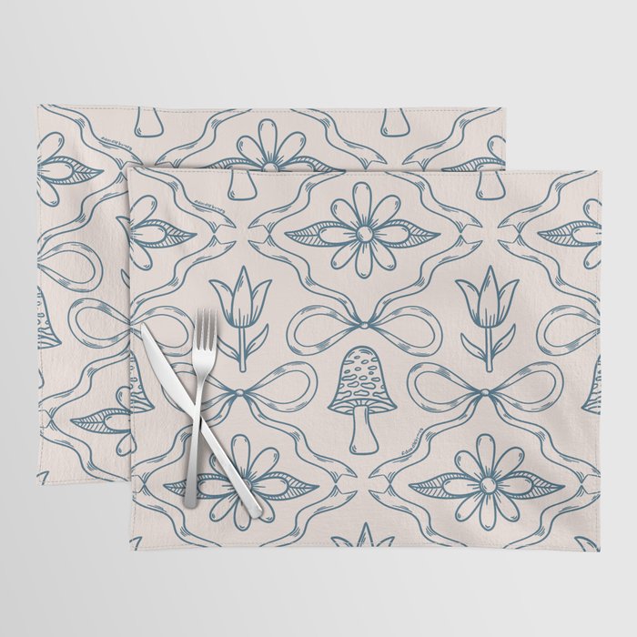 Spring Toile Print in Blue Placemat Gallery Image 1