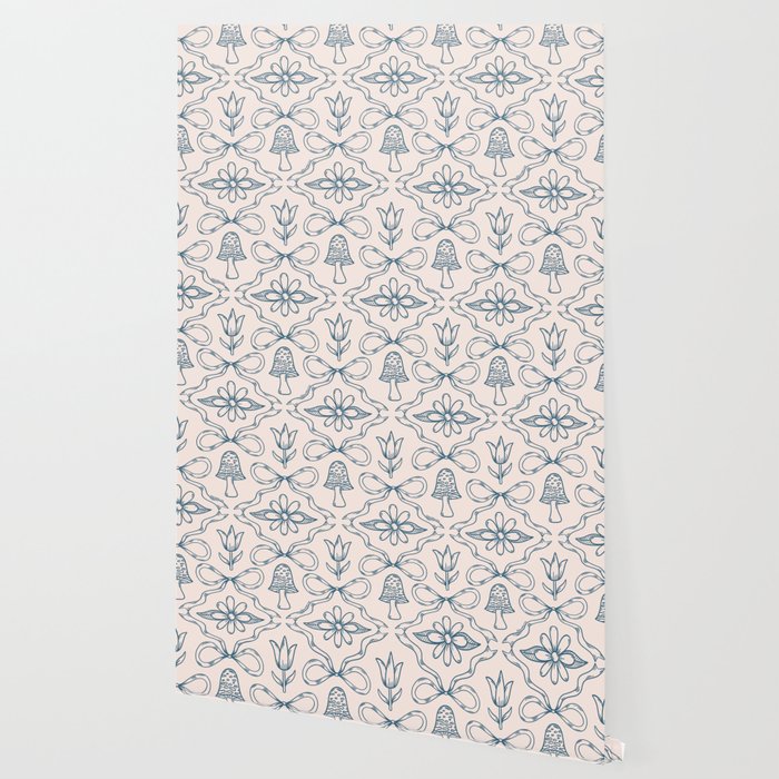 Spring Toile Print in Blue Wallpaper Gallery Image 2