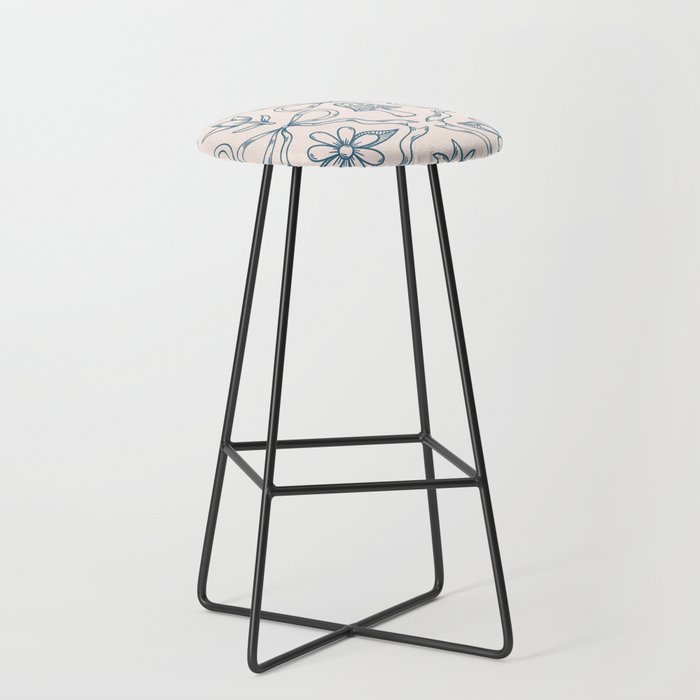 Spring Toile Print in Blue Stool Gallery Image 1