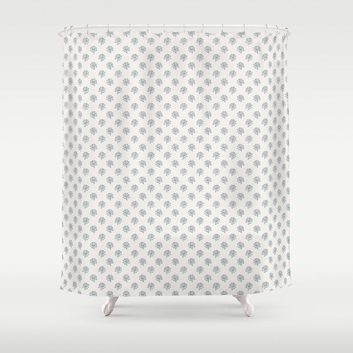 Small Distressed Block Print - Seaglass Shower Curtain Gallery Image 1