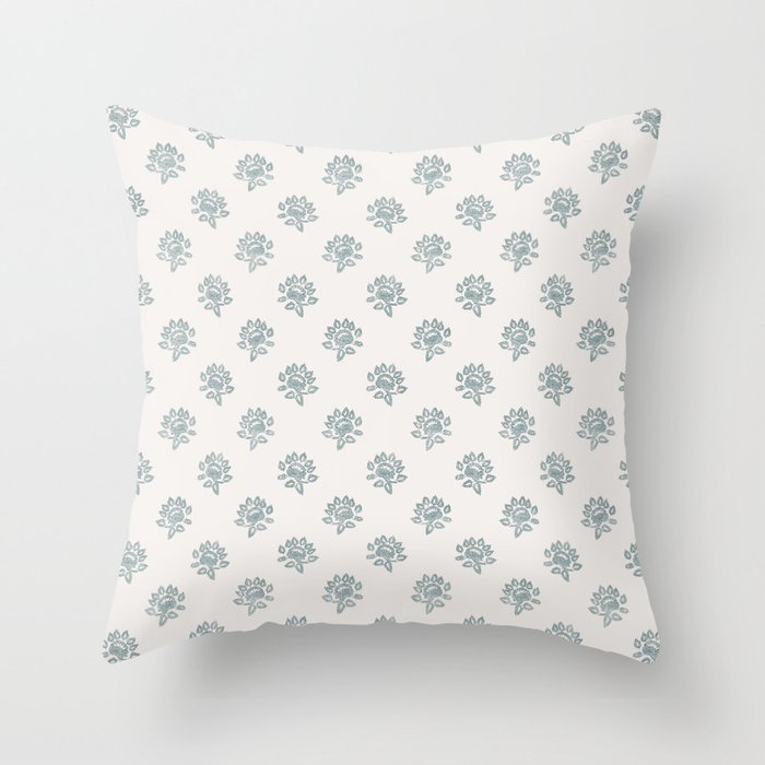 Small Distressed Block Print - Seaglass Throw Pillow Gallery Image 1