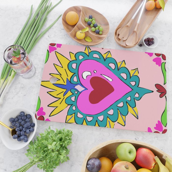 Hot Pink Sacred Hearts Cutting Board Gallery Image 2