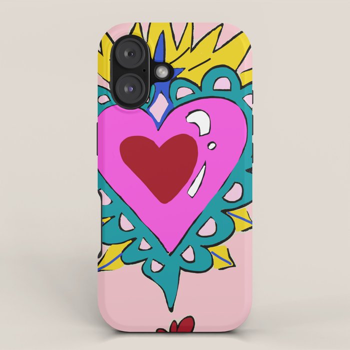Hot Pink Sacred Hearts iPhone Case Gallery Image 1