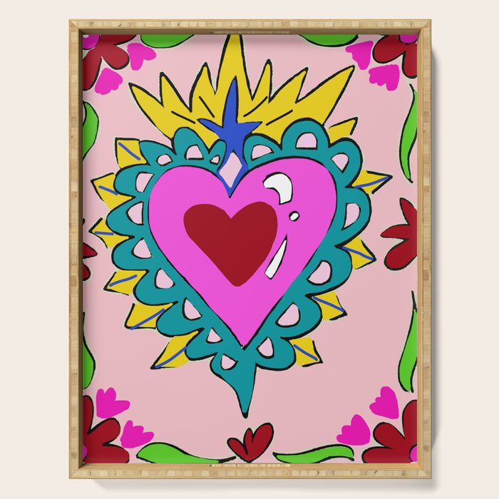 Hot Pink Sacred Hearts Serving Tray Gallery Image 1