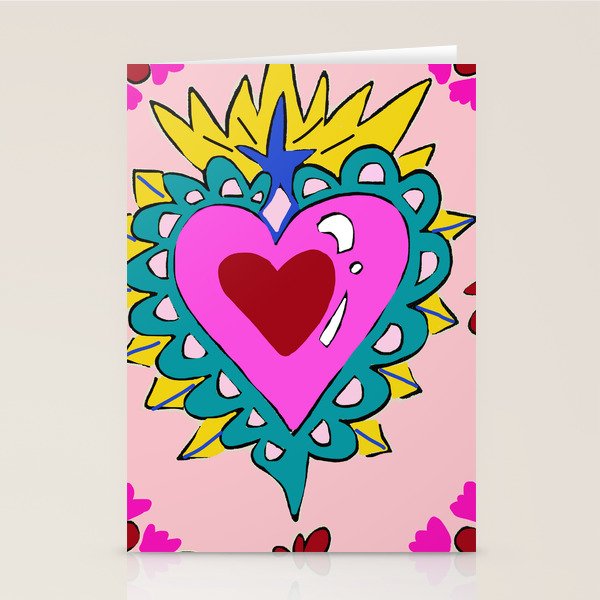 Hot Pink Sacred Hearts Stationery Card Gallery Image 2