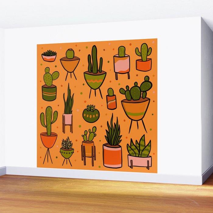 Modern Cactus Wall Mural Gallery Image 2