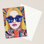 Speed Through, Retro Girl Woman Superpower Magic, Fashion Sunburst Blonde Female, Feminism Colorful Illustration Eclectic Bohemian Maximalism Stationery Card Gallery Image 2