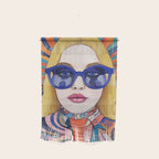 Speed Through, Retro Girl Woman Superpower Magic, Fashion Sunburst Blonde Female, Feminism Colorful Illustration Eclectic Bohemian Maximalism Wall Hanging Gallery Image 1