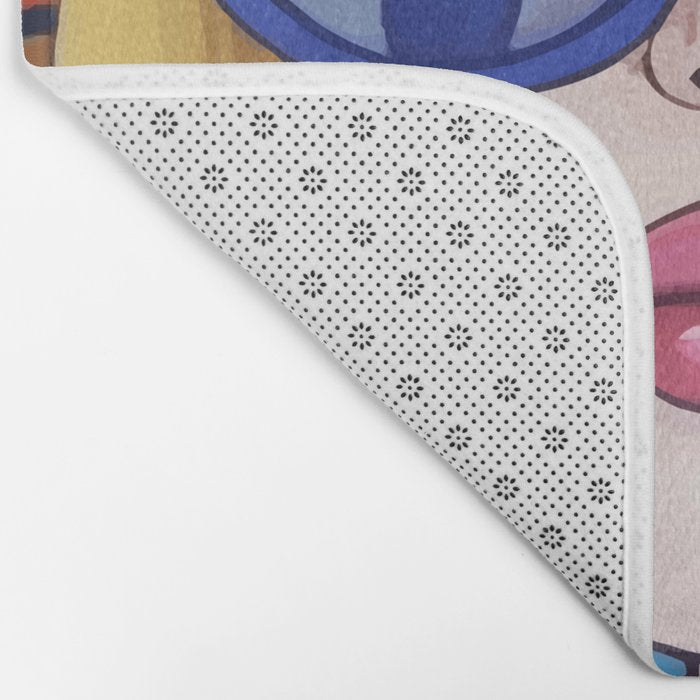 Speed Through, Retro Girl Woman Superpower Magic, Fashion Sunburst Blonde Female, Feminism Colorful Illustration Eclectic Bohemian Maximalism Bath Mat Gallery Image 2