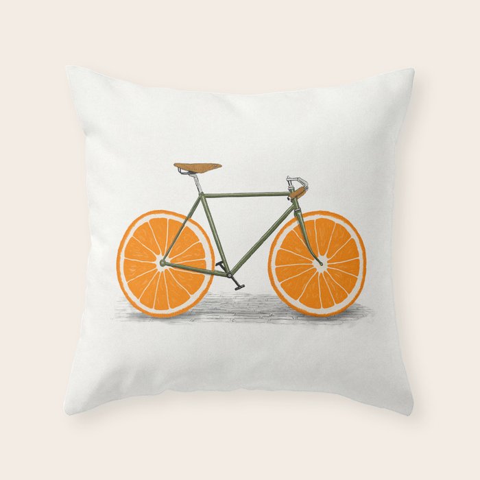 Zest (Orange Wheels) Throw Pillow Gallery Image 1