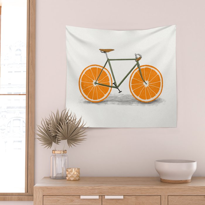Zest (Orange Wheels) Wall Tapestry Gallery Image 2
