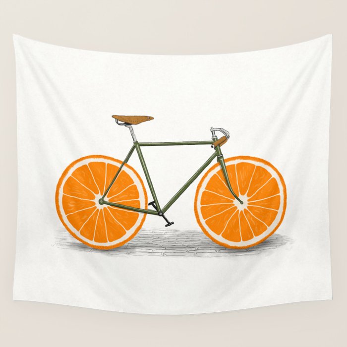 Zest (Orange Wheels) Wall Tapestry Gallery Image 1
