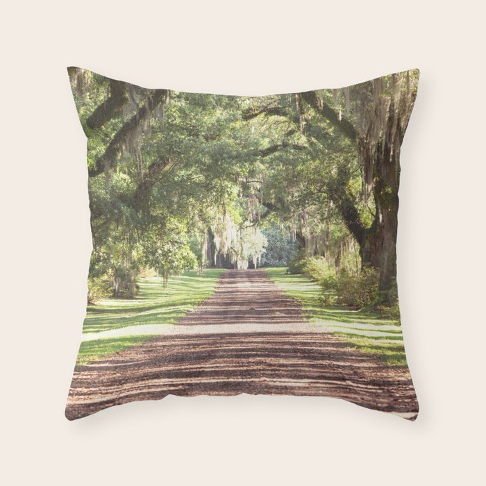 Louisiana Landscape Spanish Moss and Live Oaks Throw Pillow Gallery Image 1
