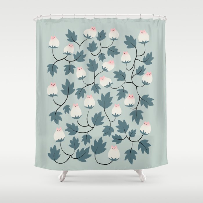 Cat and Plant 77 Shower Curtain Gallery Image 1