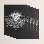 Sacred Lotus Blossom Mandala - White on Black Wrapping Paper Gallery Image 3