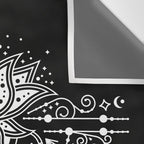 Sacred Lotus Blossom Mandala - White on Black Wall Tapestry Gallery Image 3