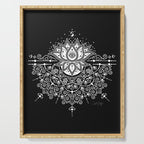 Sacred Lotus Blossom Mandala - White on Black Serving Tray Gallery Image 1