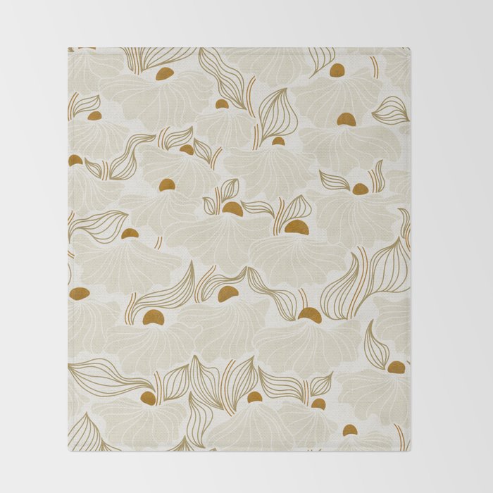calming essentials Natural flow meadow ivory Throw Blanket Gallery Image 2