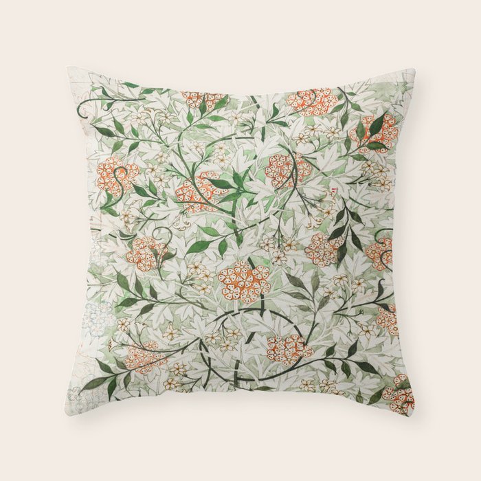 William Morris Jasmine Throw Pillow Gallery Image 1