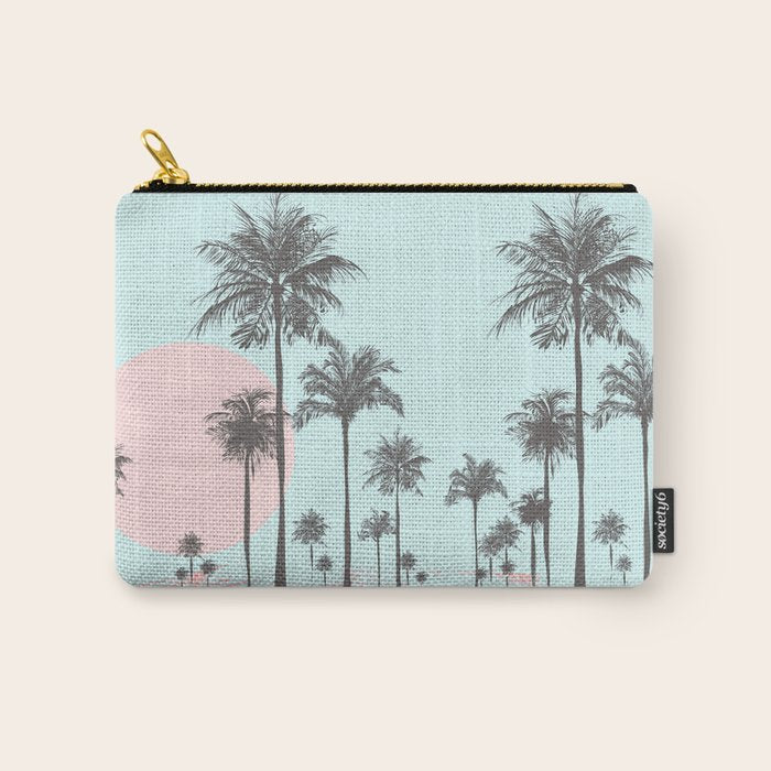 Beachfront palm tree soft pastel sunset graphic Carry All Pouch Gallery Image 1
