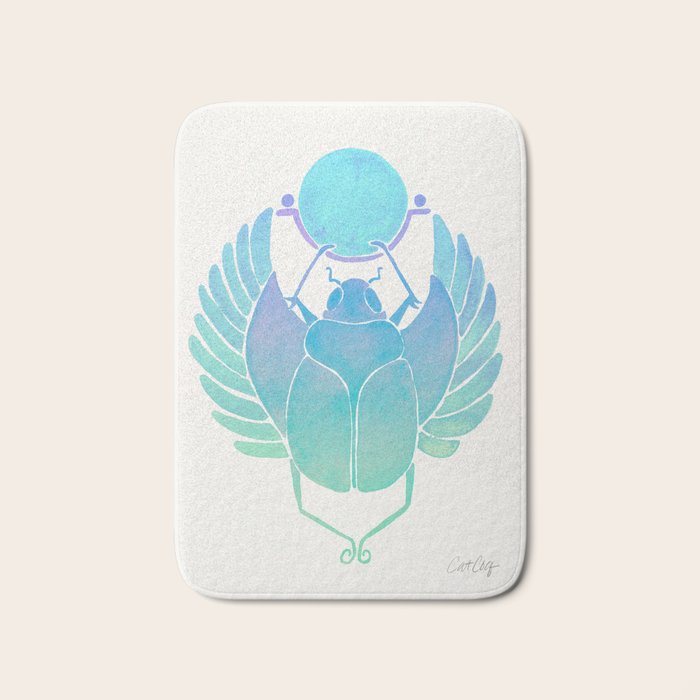 Egyptian Scarab - Turquoise OmbrÃ© Bath Mat Gallery Image 1