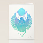 Egyptian Scarab - Turquoise OmbrÃ© Stationery Card Gallery Image 2