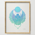 Egyptian Scarab - Turquoise OmbrÃ© Serving Tray Gallery Image 1