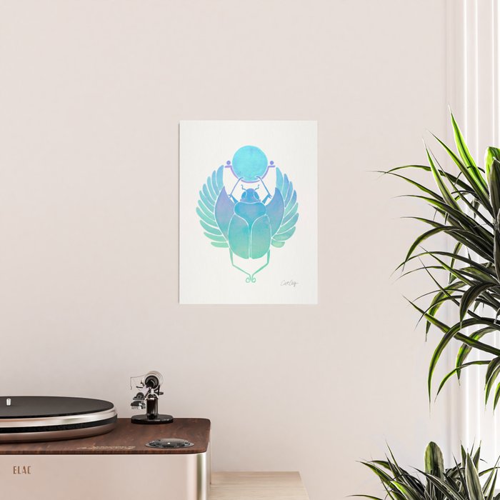 Egyptian Scarab - Turquoise OmbrÃ© Poster Gallery Image 2