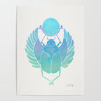 Egyptian Scarab - Turquoise OmbrÃ© Poster Gallery Image 4